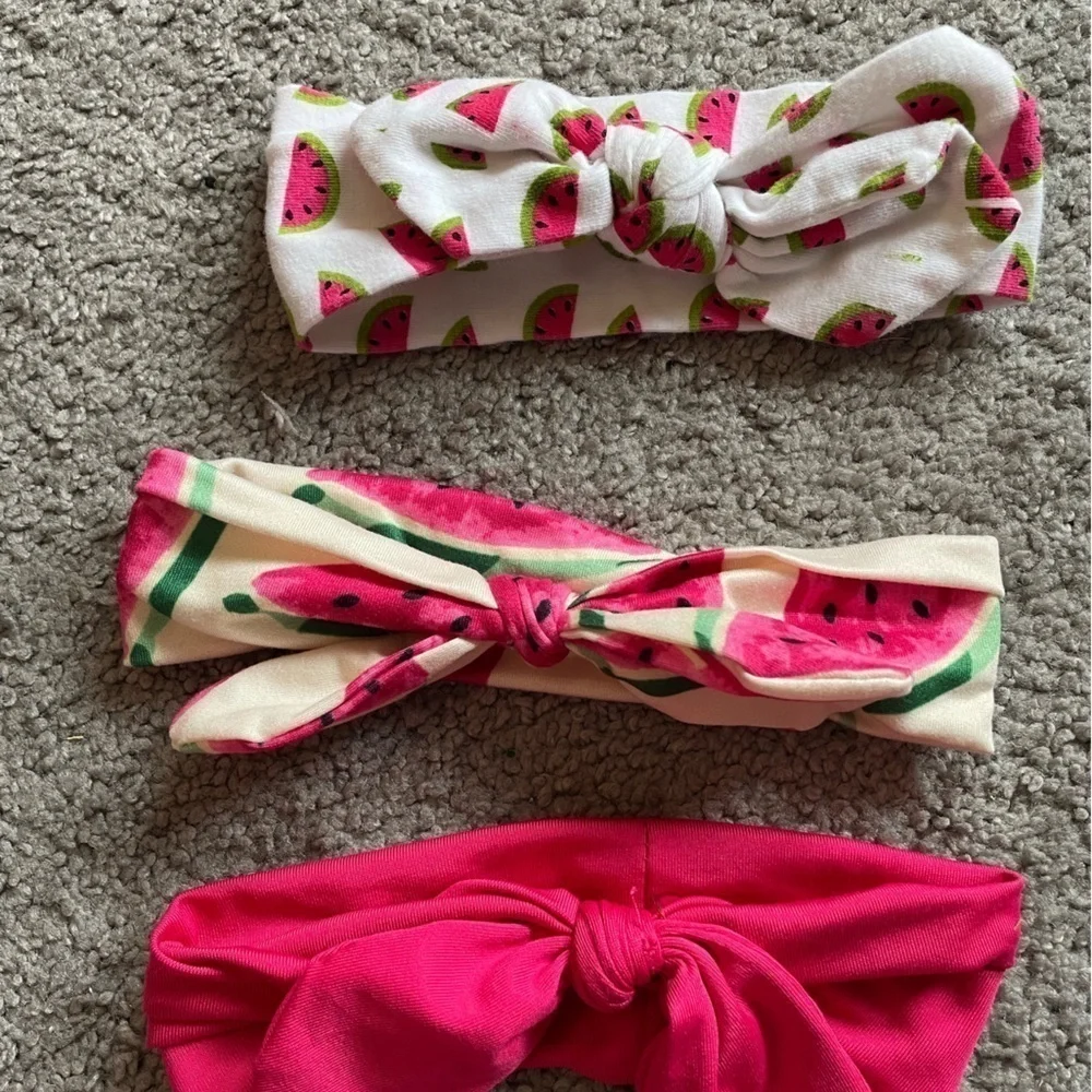 Set Of Three Watermelon Theme Girls Infant Toddler Headbands